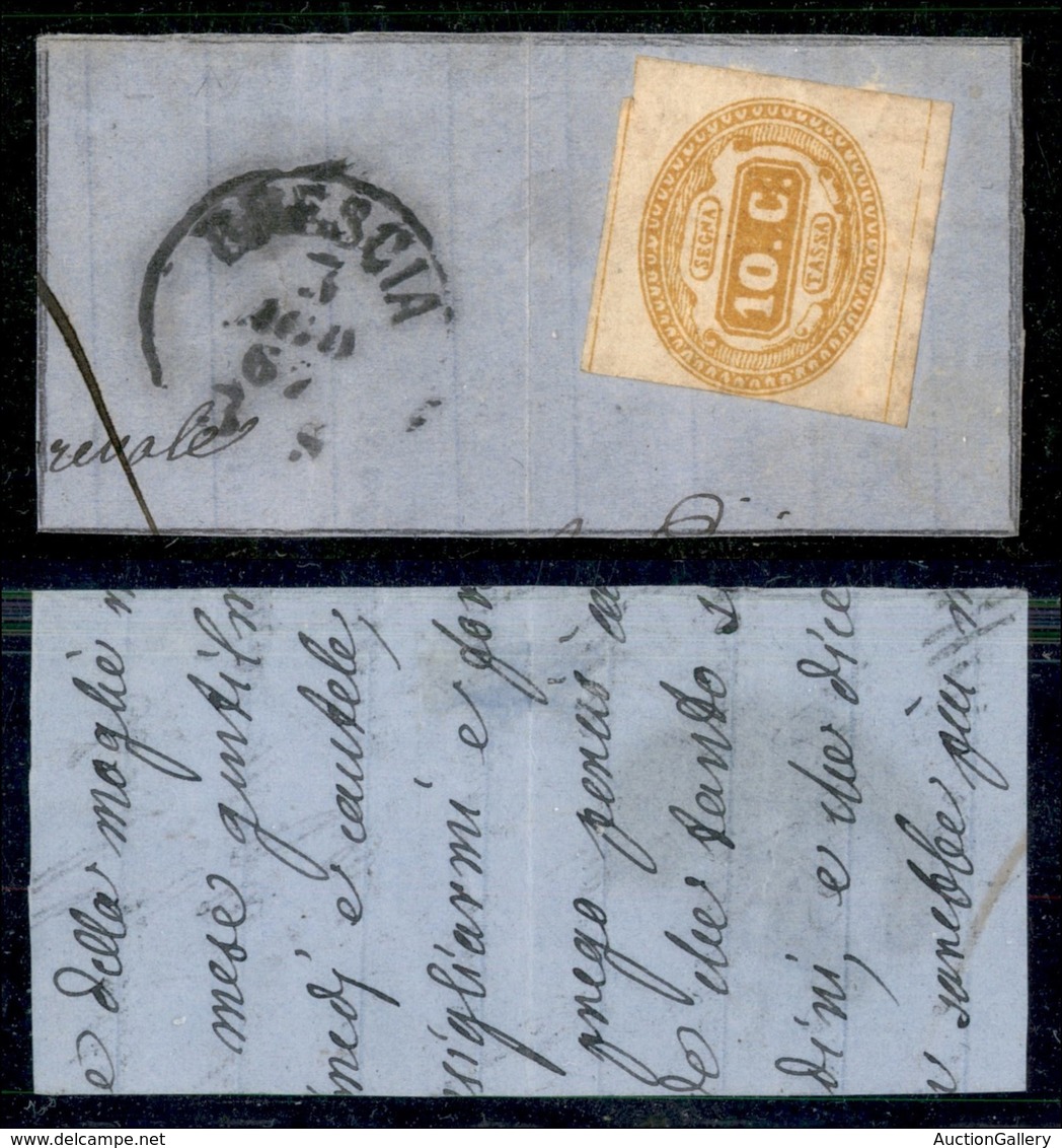 Regno - Segnatasse - 1863 - 10 Cent Arancio (1b) - Su Frammento - Non Annullato - Otros & Sin Clasificación