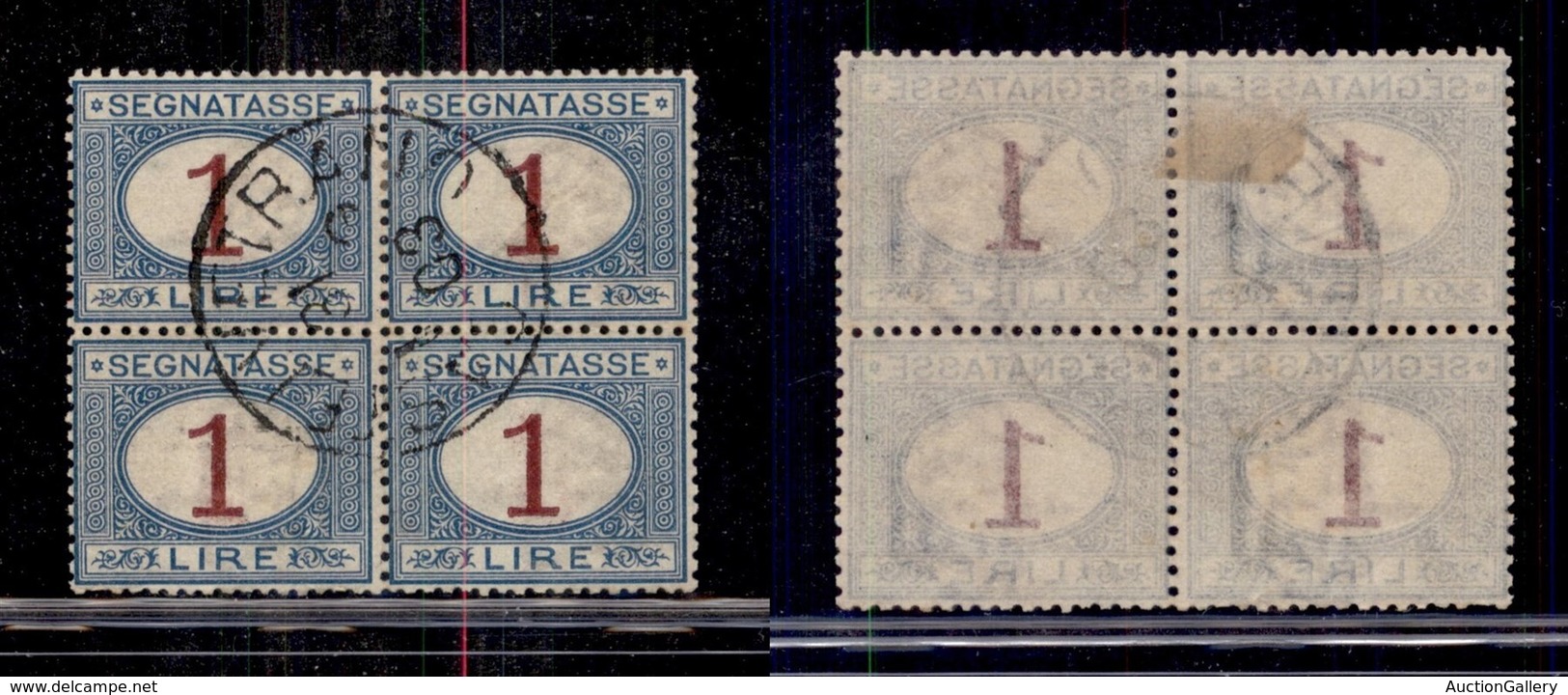 Regno - Segnatasse - 1890 - 1 Lira (27) - Quartina Usata - Ottimamente Centrata - Rara - Altri & Non Classificati