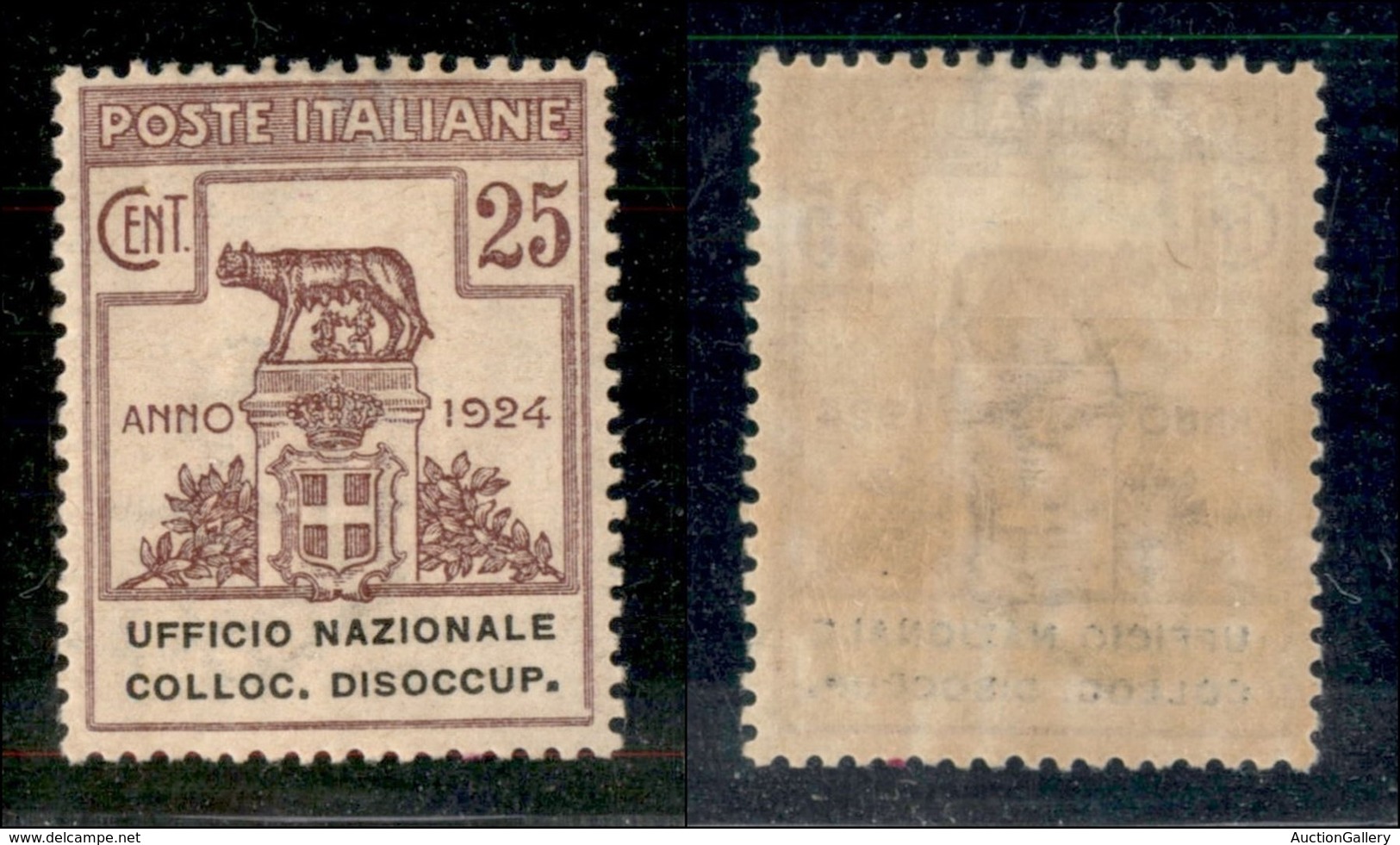 Regno - Enti Parastatali - 1924 - 25 Cent Colloc. Disoccup. (64) - Gomma Originale - Ottimamente Centrato (40) - Altri & Non Classificati