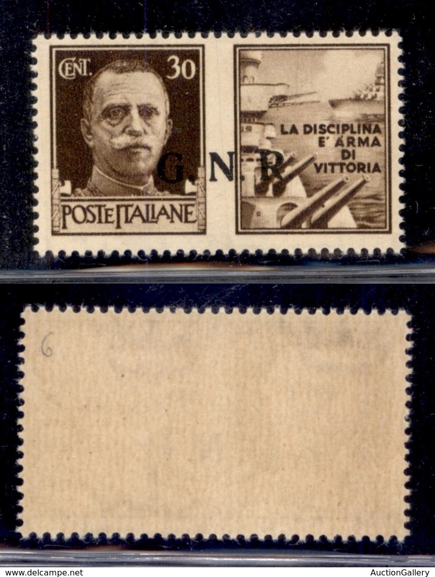 RSI - G.N.R. Brescia - Propaganda Di Guerra - 1943 - 30 Cent Marina (17/Ieh) Con Punti Piccoli Dopo NR - Gomma Integra - Altri & Non Classificati