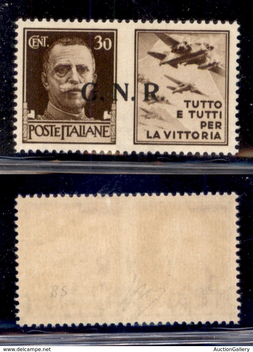 RSI - G.N.R. Brescia - Propaganda Di Guerra - 1943 - 30 Cent Aviazione (19/Ief) Con Punto Piccolo Dopo R - Gomma Integra - Altri & Non Classificati