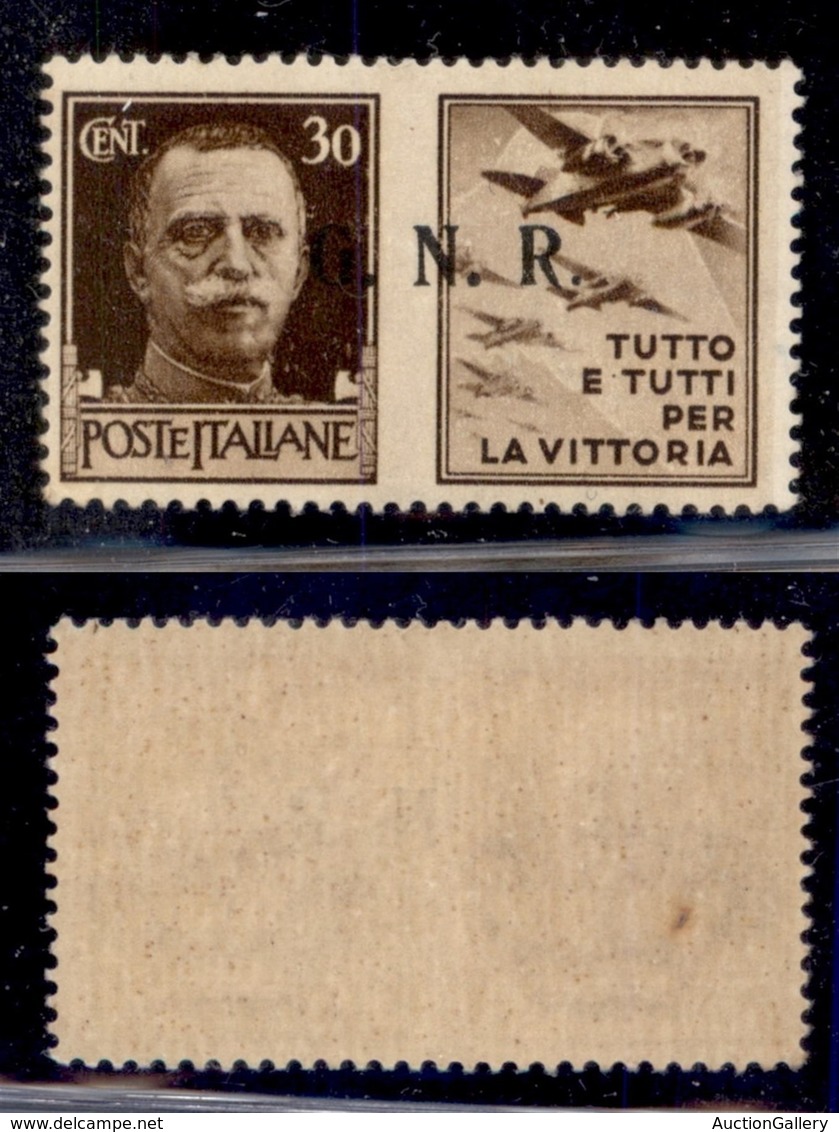 RSI - G.N.R. Brescia - Propaganda Di Guerra - 1943 - 30 Cent Aviazione (19/IIef) - Punto Piccolo Dopo R - Gomma Integra - Other & Unclassified