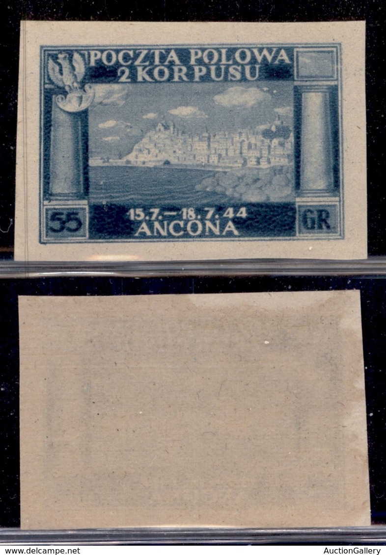 Corpo Polacco - Posta Ordinaria - 1946 - 55 Groszy (2A) Non Dentellato - Gomma Integra (vetrificata In Angolo) - Altri & Non Classificati