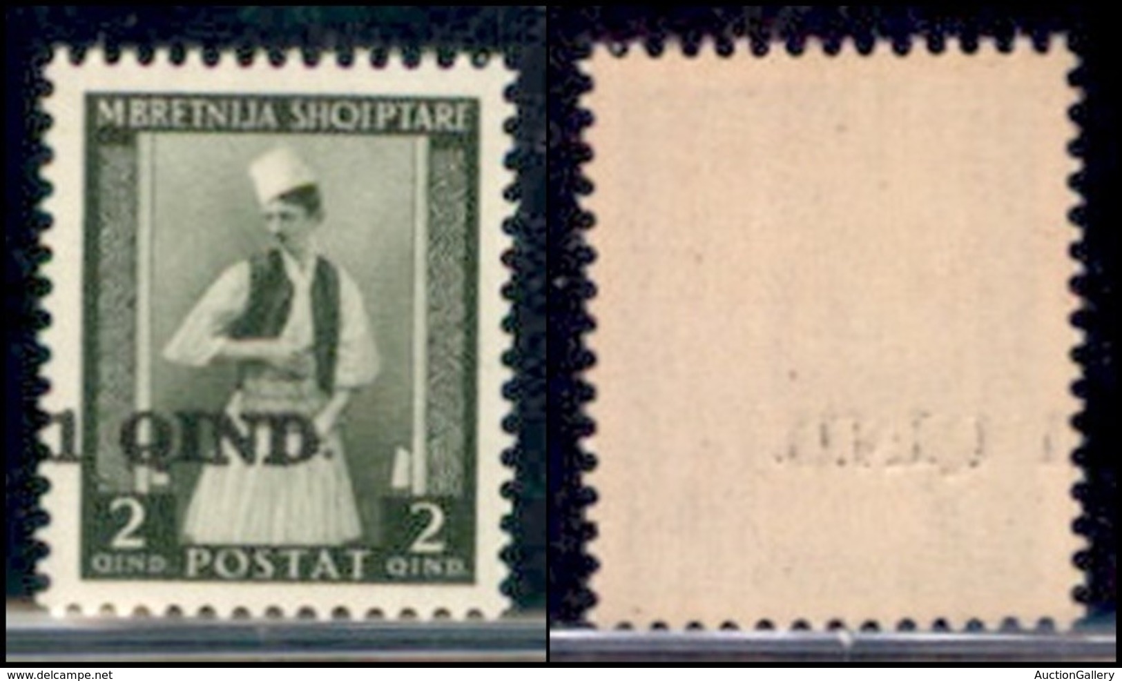 Occupazioni II Guerra Mondiale - Albania - Posta Ordinaria - 1942 - 1 Quind Su 2 (37 Ba) - Soprastampa A Sinistra - Gomm - Altri & Non Classificati