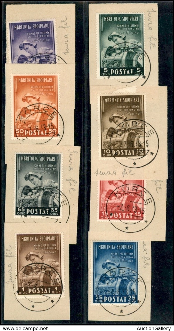 Occupazioni II Guerra Mondiale - Albania - Posta Ordinaria - 1943 - Anti Tubercolari (38/45) - Serie Completa - Usata Su - Other & Unclassified