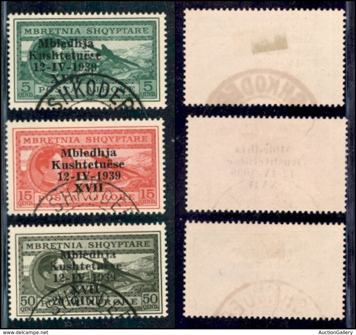 Occupazioni II Guerra Mondiale - Albania - Posta Aerea - 1939 - Posta Aerea (1/3) - Serie Completa - Usati (65) - Altri & Non Classificati