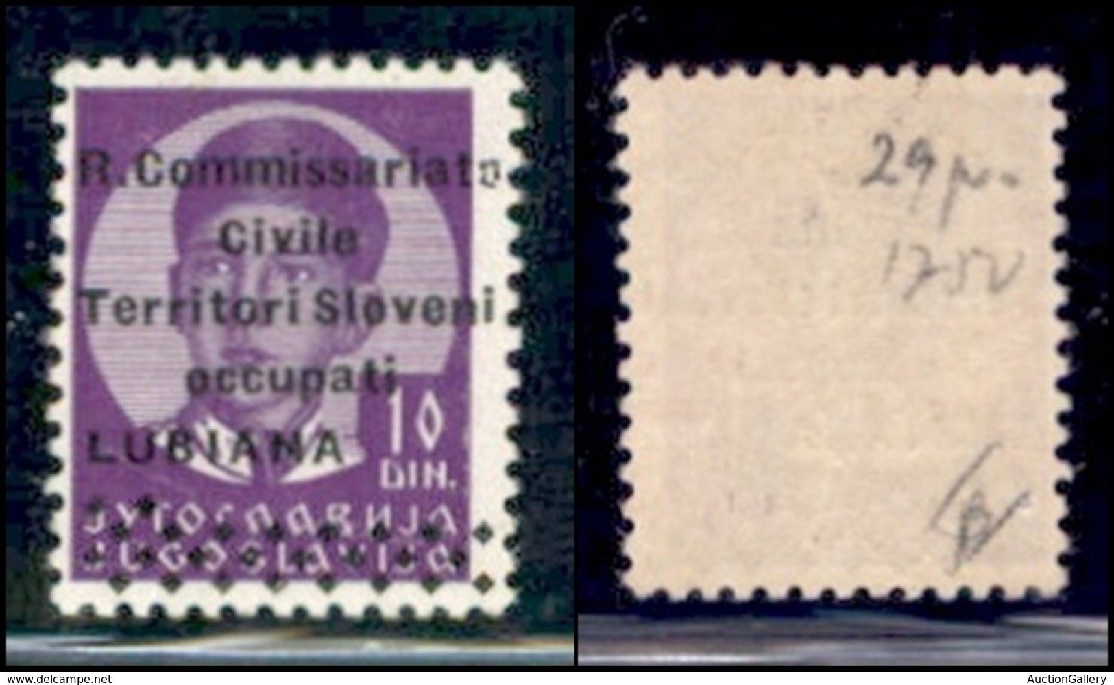 Occupazioni II Guerra Mondiale - Lubiana - Posta Ordinaria - 1941 - 10 Din (29 V) - Con 26 Rombi - Gomma Originale (45) - Altri & Non Classificati