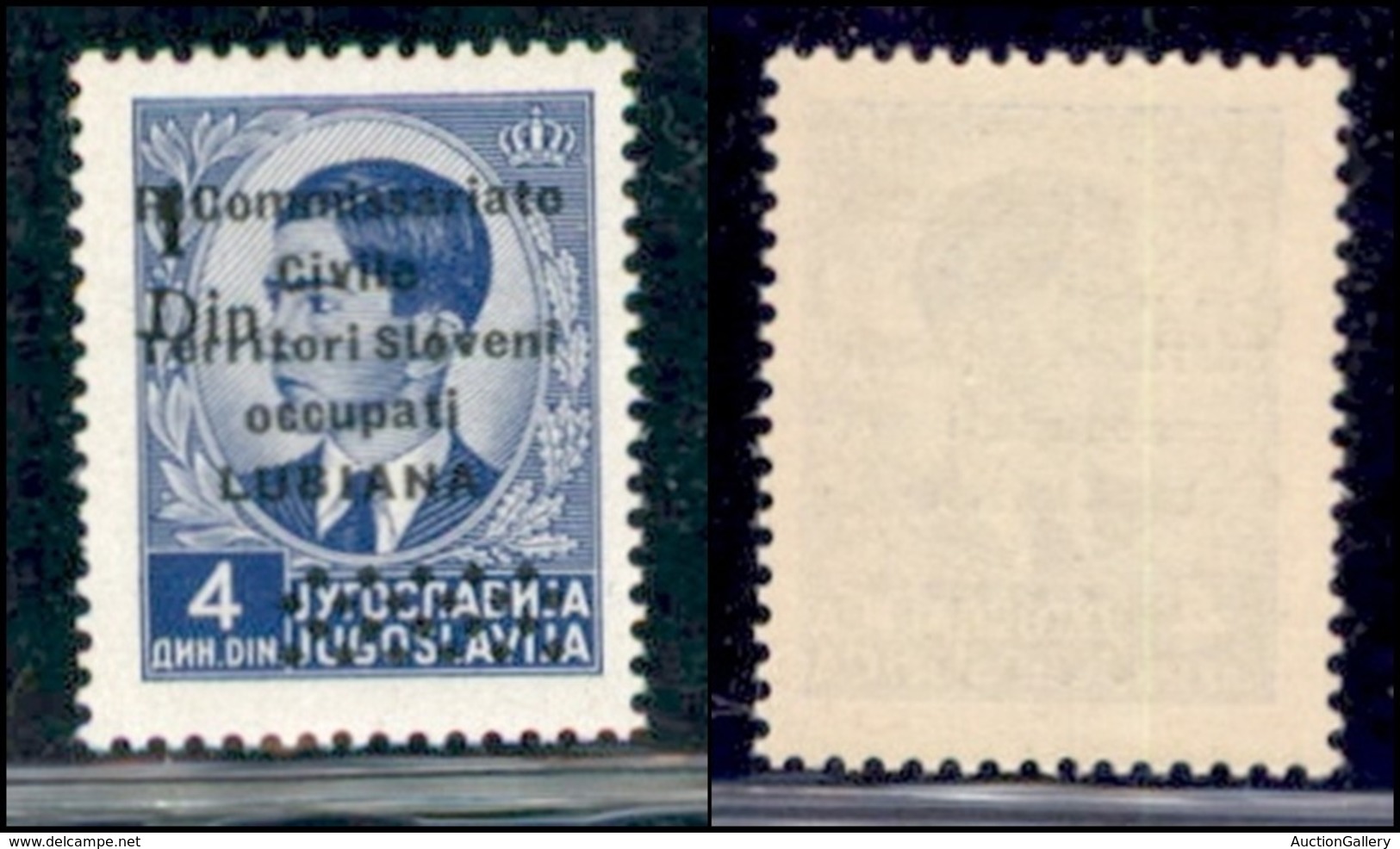 Occupazioni II Guerra Mondiale - Lubiana - Posta Ordinaria - 1941 - 1 Din Su 4 (40 Bb) Con Soprastampa 1 Din Molto In Al - Other & Unclassified