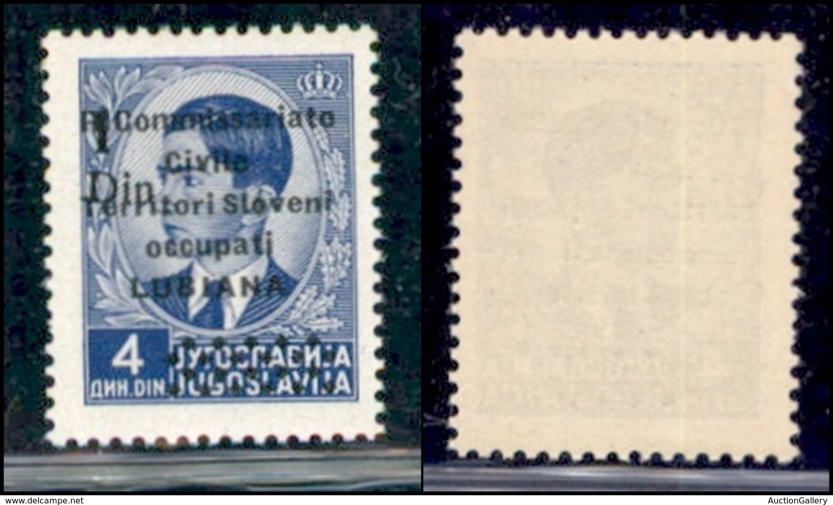 Occupazioni II Guerra Mondiale - Lubiana - Posta Ordinaria - 1941 - 1 Din Su 4 (40 Bb) Con Soprastampa 1 Din Molto In Al - Altri & Non Classificati