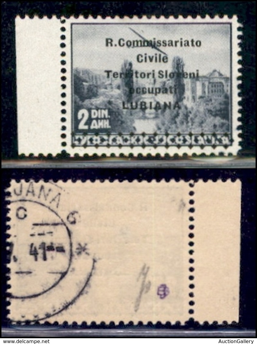 Occupazioni II Guerra Mondiale - Lubiana - Posta Aerea - 1941 - 2 Din (3) - Gomma Integra - Annullo Lubiana Al Verso Sul - Other & Unclassified