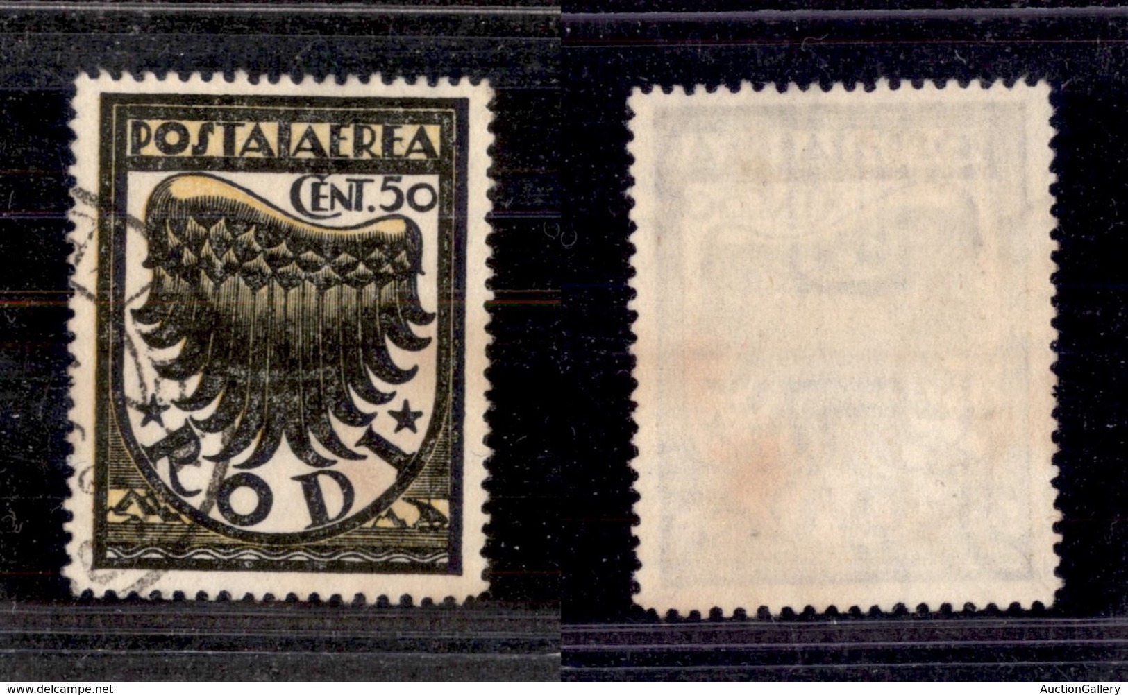 Colonie - Egeo - Emissioni Generali - Posta Aerea - 1934 - 50 Cent Ala (30 Aca) - Filigrana Lettere In Doppia Fila - Usa - Altri & Non Classificati