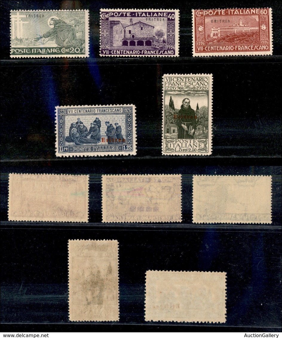 Colonie - Eritrea - Posta Ordinaria - 1926 - S.Francesco (102/106) - Serie Completa - Gomma Originale (24) - Altri & Non Classificati