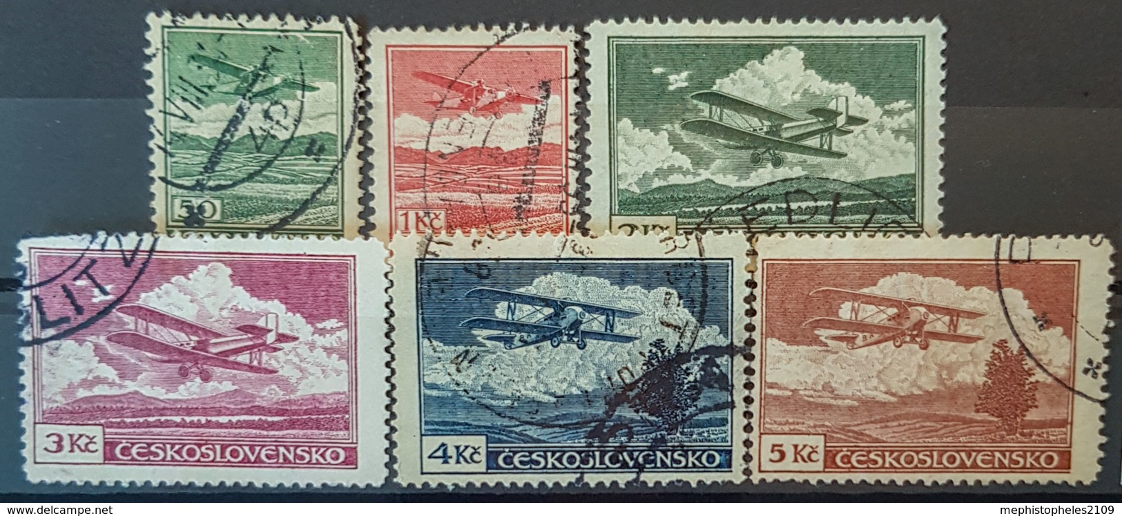 CZECHOSLOVAKIA 1930 - Canceled - Sc# C10, C11, C12, C13, C14, C15 - Air Mail - Poste Aérienne