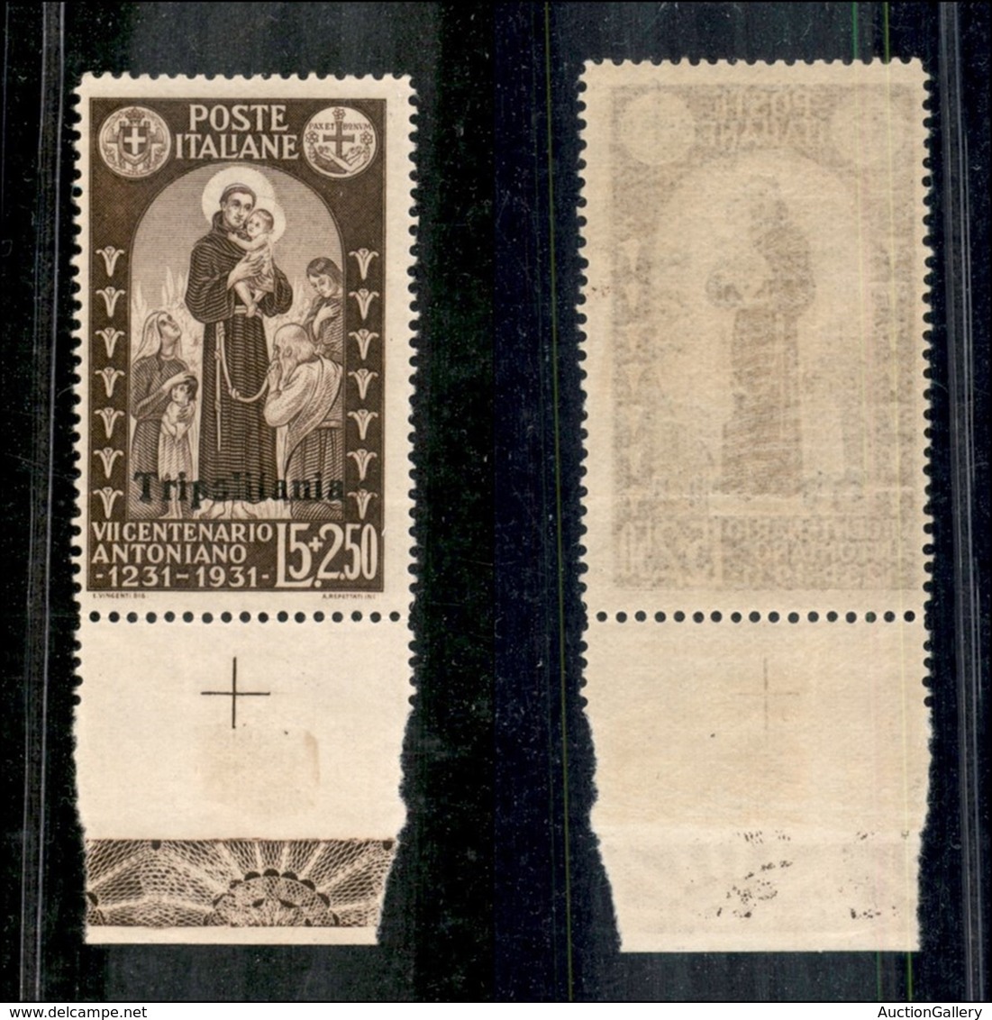 Colonie - Tripolitania - Posta Ordinaria - 1931 - 9 Lire + 2.50 Lire S. Antonio Soprastampato (93) - Bordo Di Foglio - G - Altri & Non Classificati