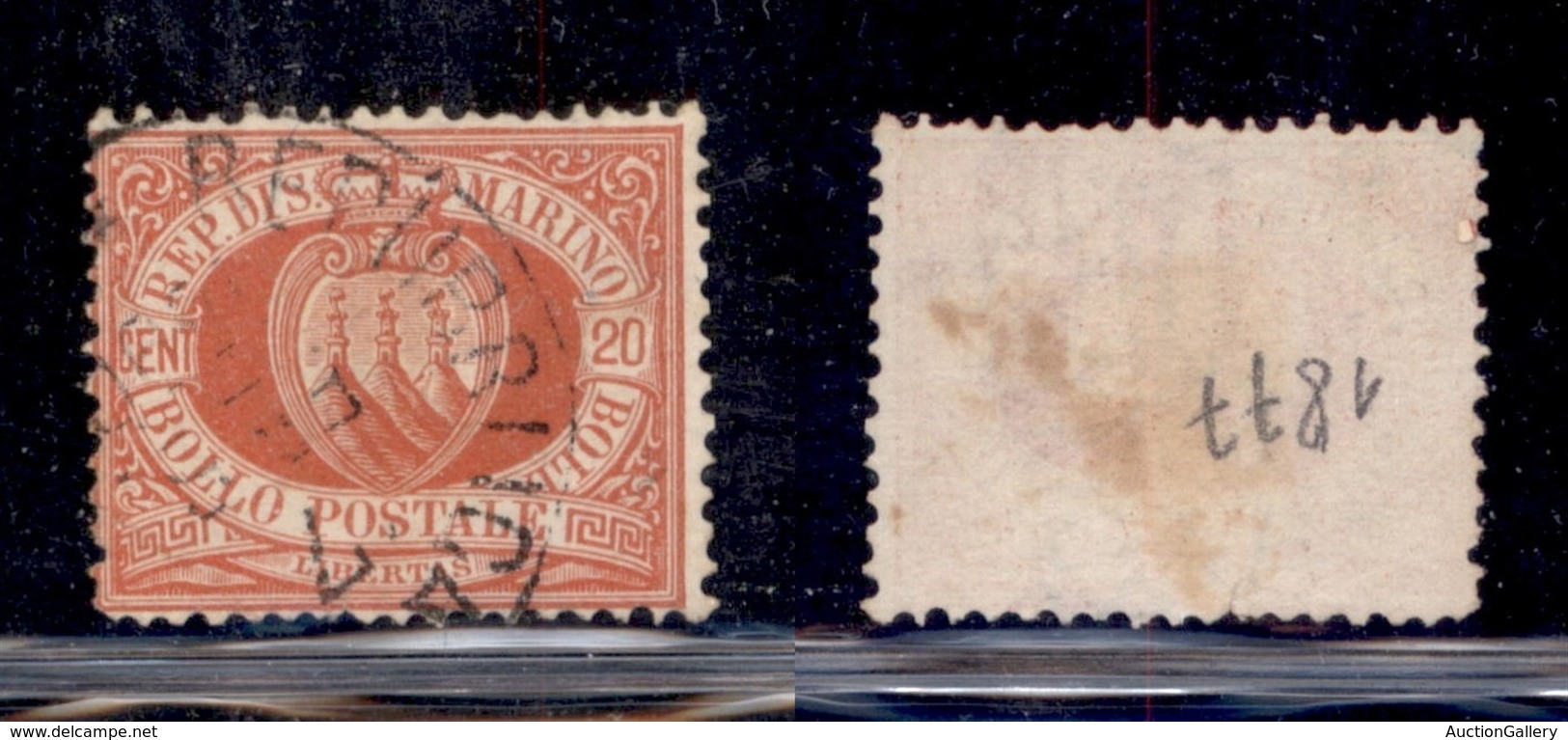 San Marino - Posta Ordinaria - 1877 - 20 Cent Stemma (4) - Usato (25) - Other & Unclassified