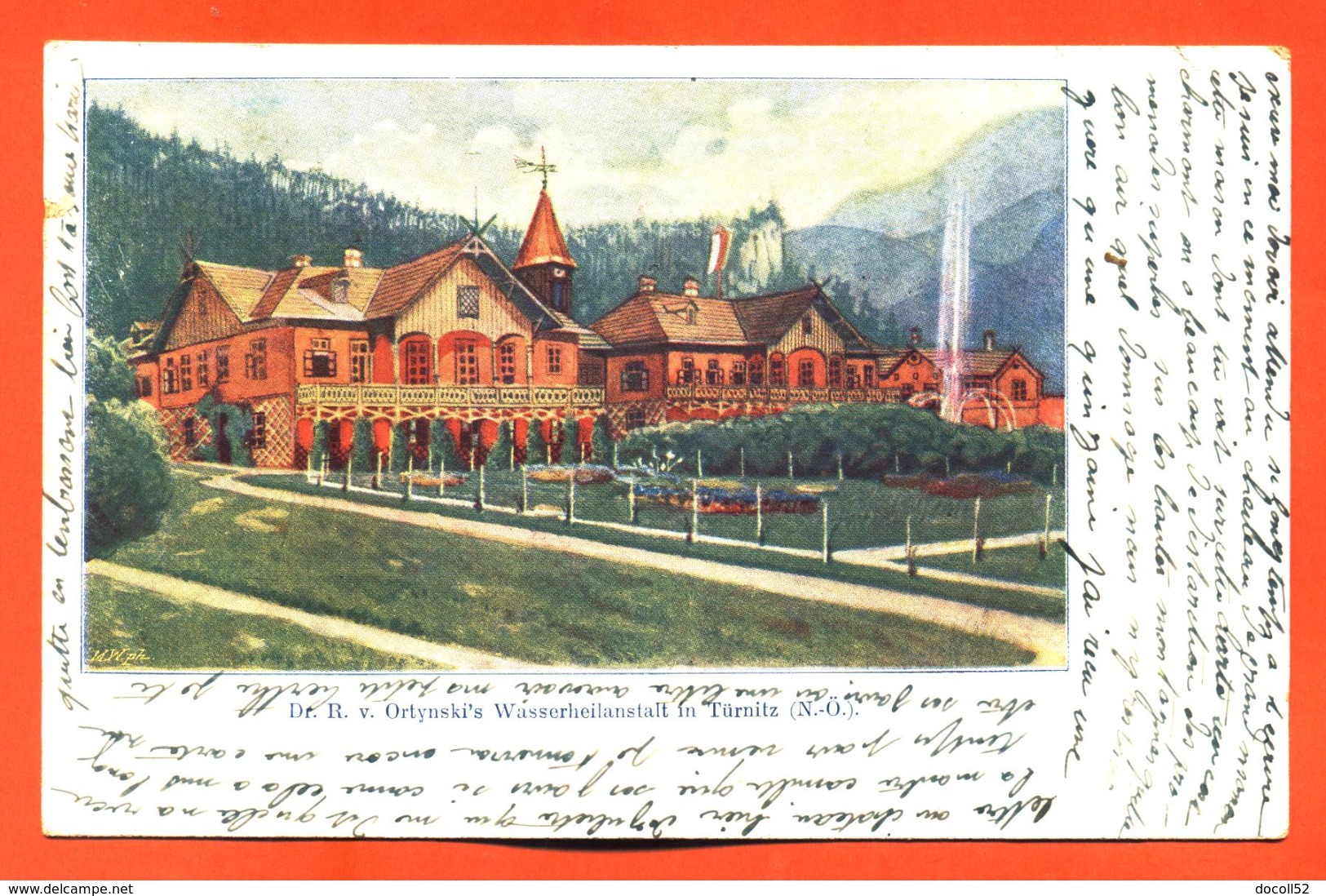 CPA Chromo Autriche Turnitz " Ortynski's Wasserheilanstadt In Turnitz " Carte Precurseur 1900 - Lilienfeld