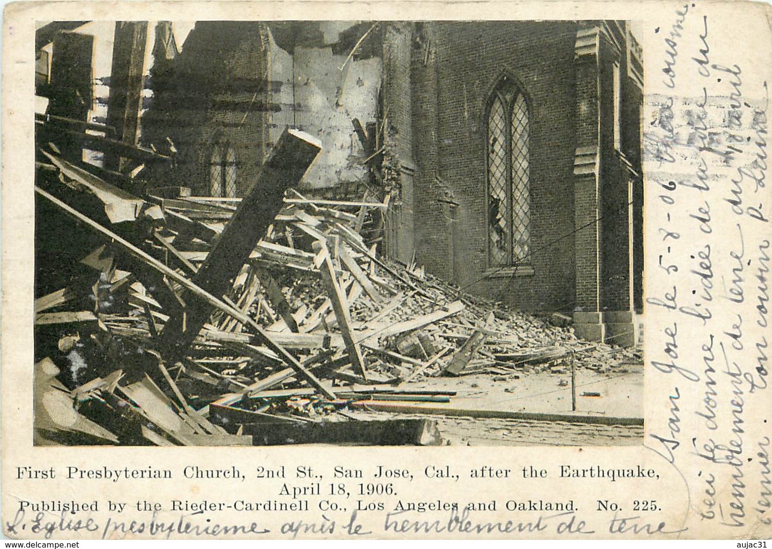 Etats-Unis - California - San Jose - First Presbyterian Church 2nd St , After The Earthquake April 18 , 1906 - état - San Jose