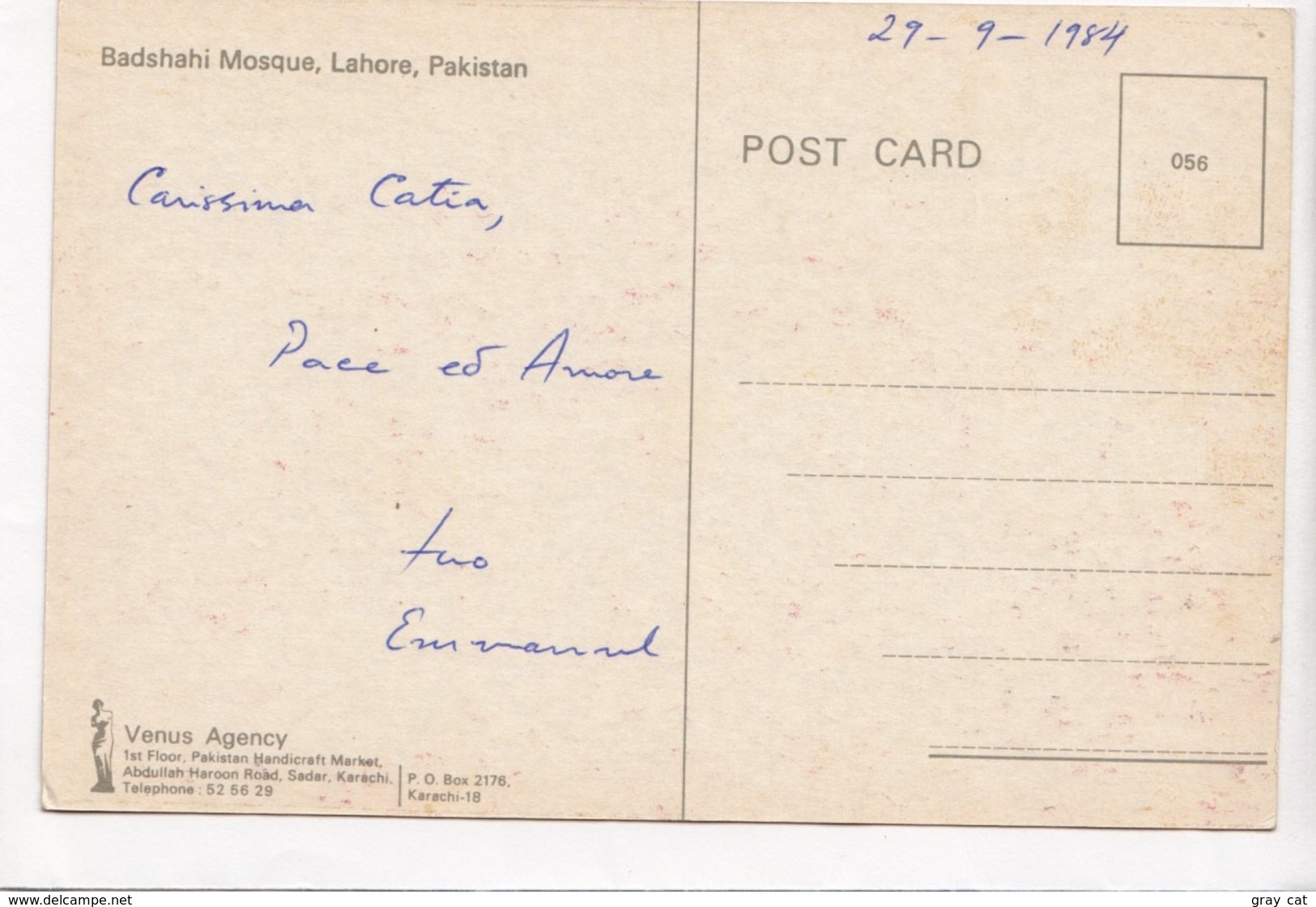 Badshahi Mosque, Lahore, Pakistan, 1984 Used Postcard [23696] - Pakistan
