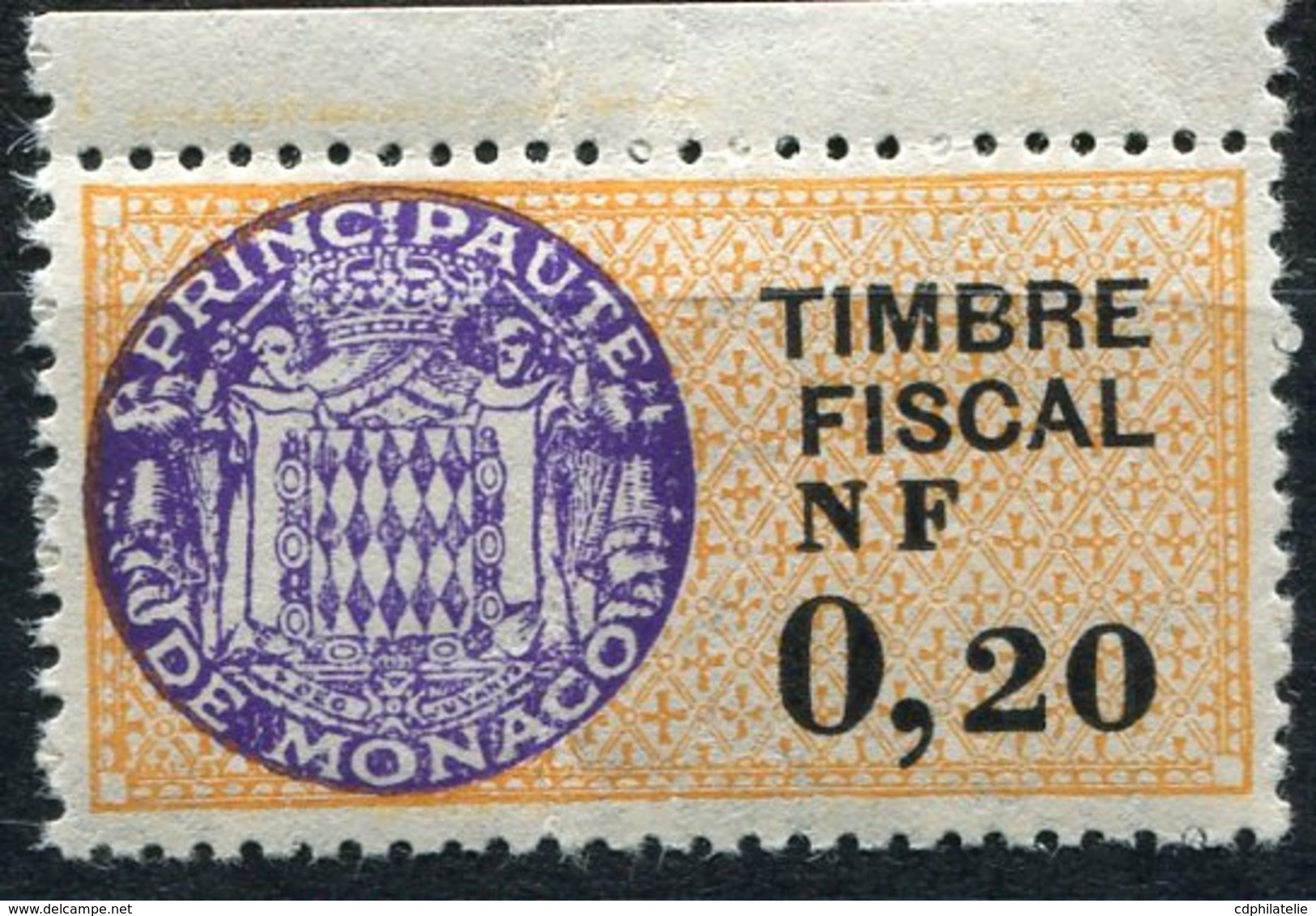 MONACO TIMBRE FISCAL TYPE "ARMOIRIES DE DAUSSY" NF 0,20 NEUF SANS CHARNIERE - Steuermarken