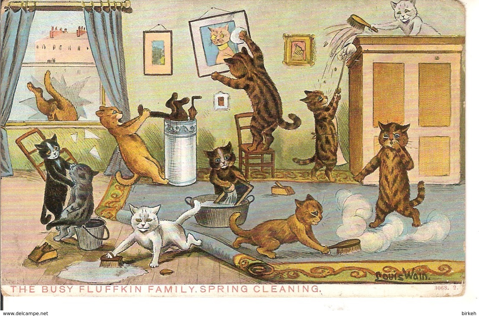 Louis Wain, The Busy Fluffkin Family Spring - Chats