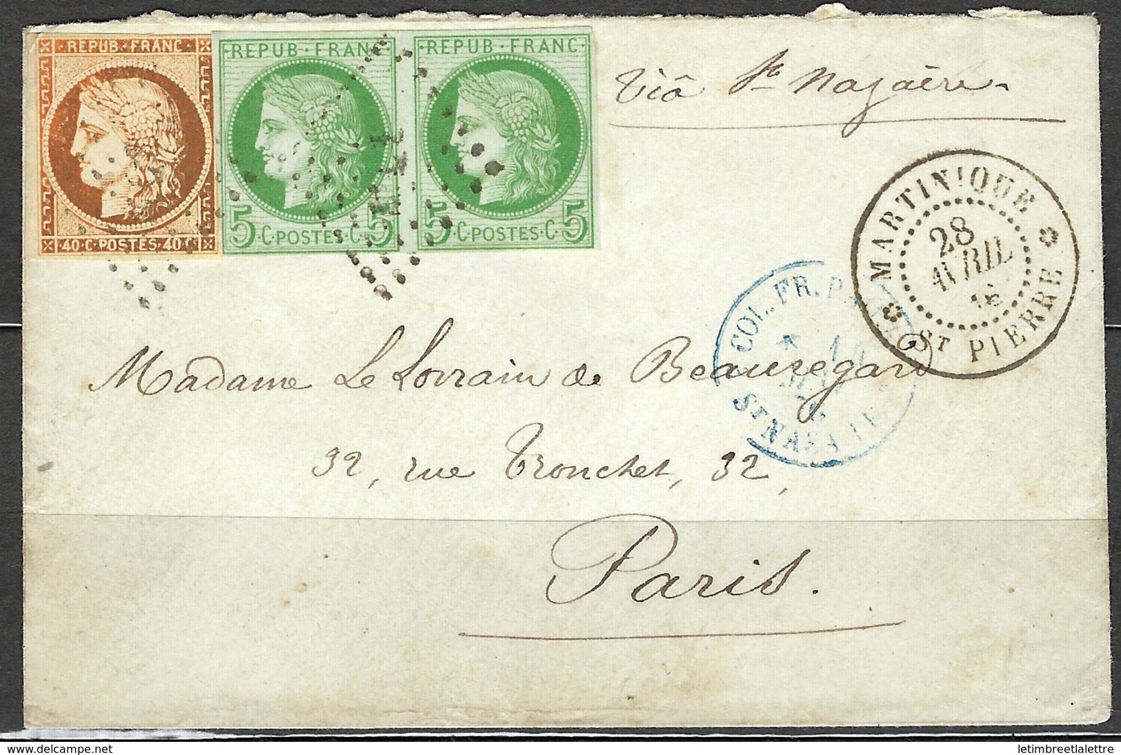 Martinique - Tarif Du Premier Janvier 1876 - TB - Tarif à 50c - 1876 - Lettres & Documents