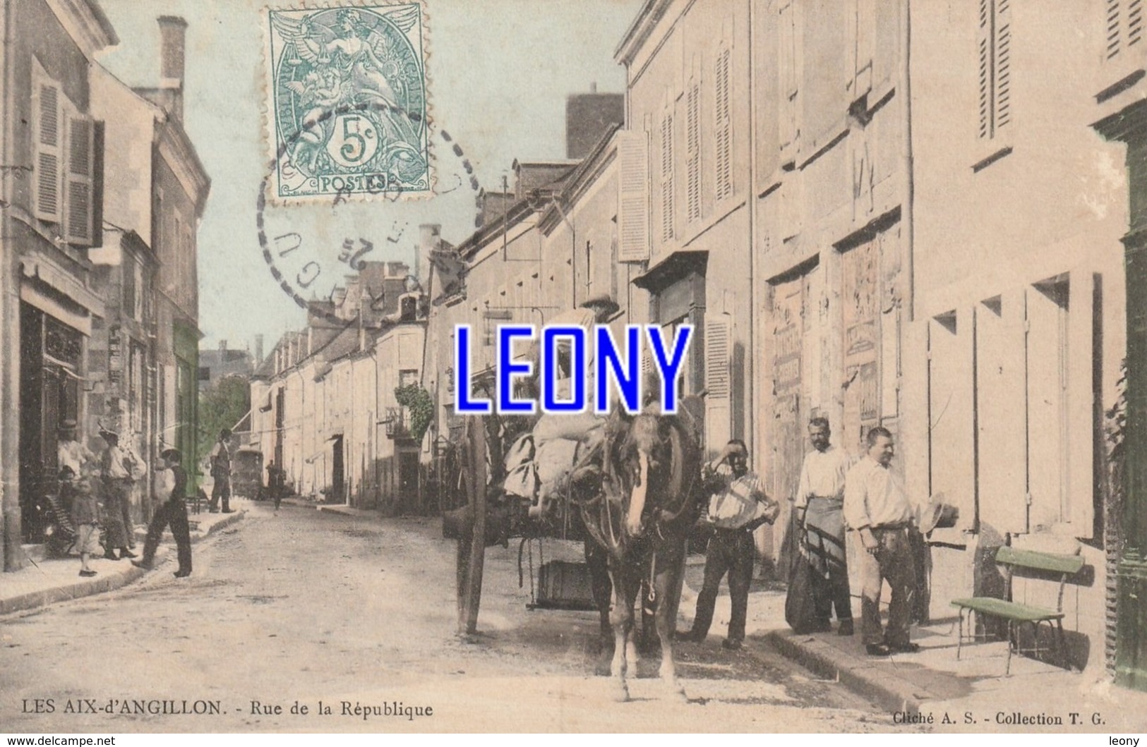 CPA De LES AIX-d' ANGILLON (18) - RUE De La REPUBLIQUE - édit T.G. - ANIMATIONS ATTELAGE - 1906 - Les Aix-d'Angillon