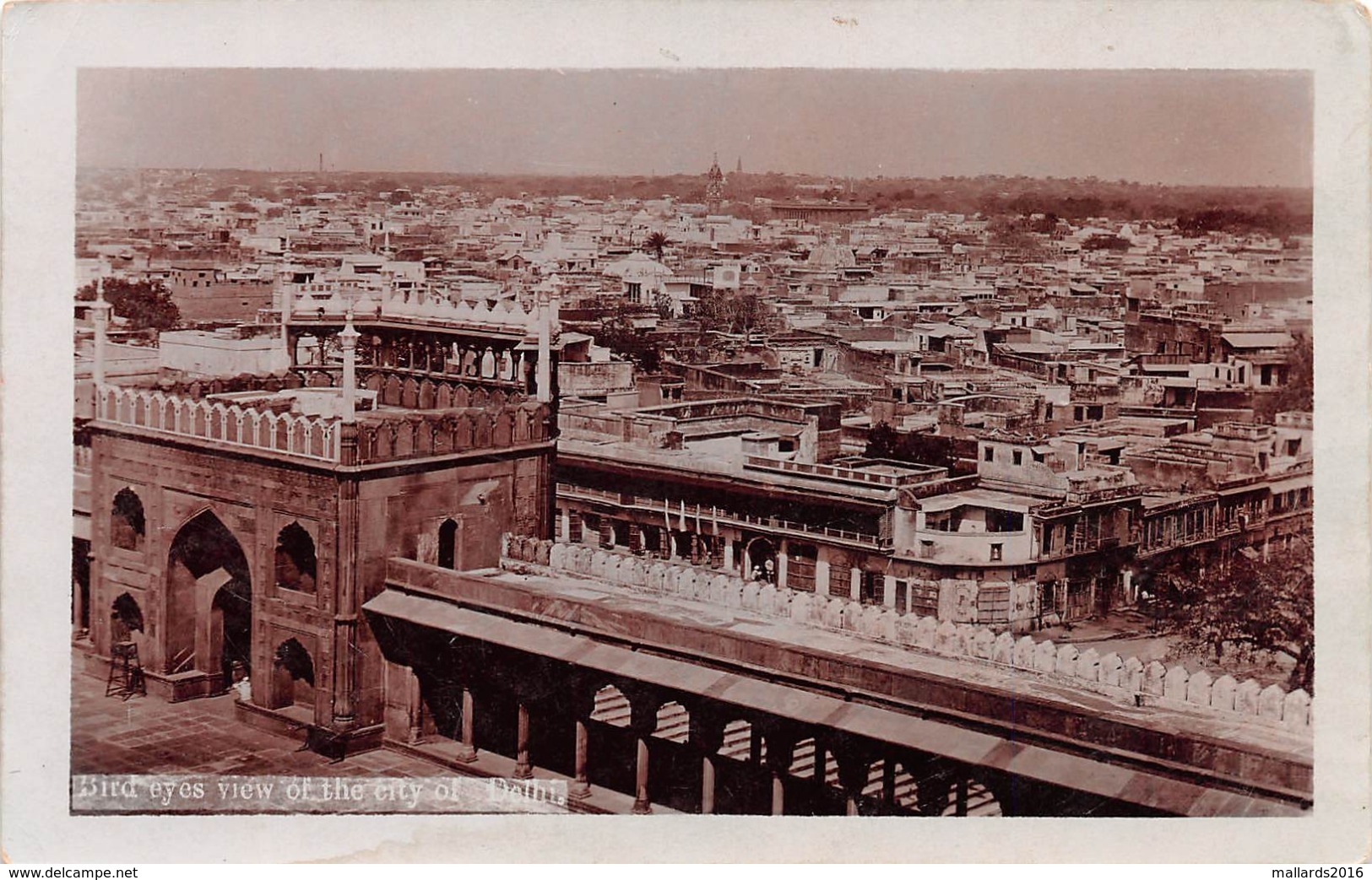 DELHI - BIRDS EYE VIEW OF THE CITY OF DELHI ~ AN OLD REAL PHOTO POSTCARD #98802 - Inde