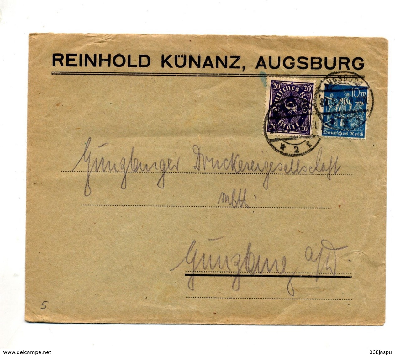 Lettre Cachet Augsburg Sur Cor Moisson - Storia Postale