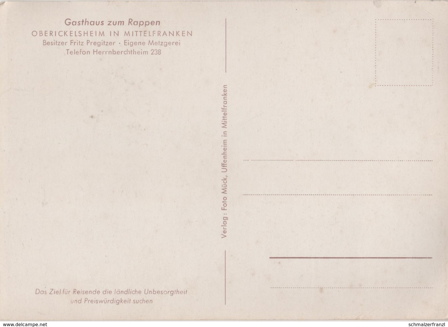 Litho Künstlerkarte AK Oberickelsheim Gasthaus Zum Rappen Herrnberchtheim Martinsheim Gnötzheim Ochsenfurt Uffenheim Aub - Ochsenfurt