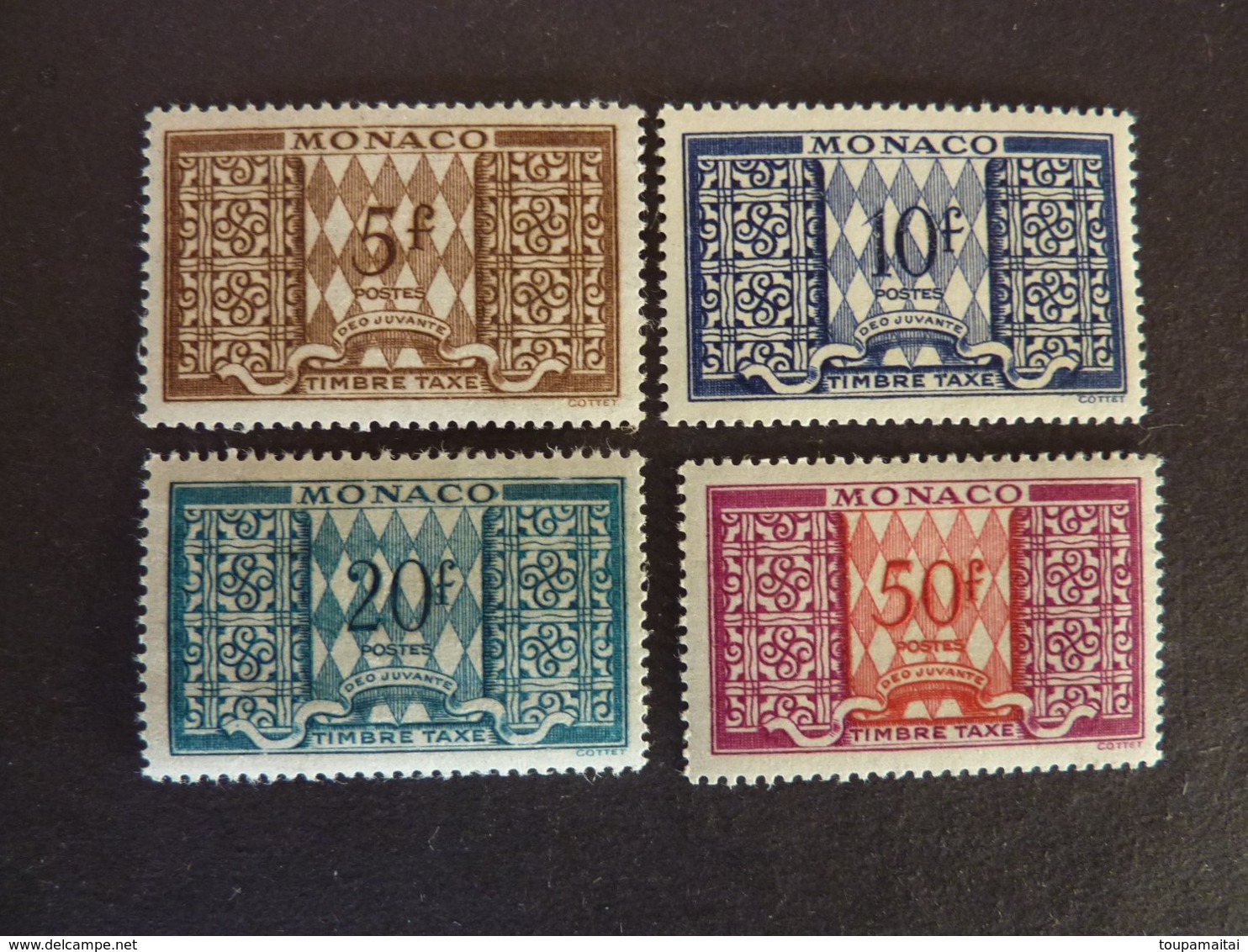 MONACO, Année 1946-57, Timbres-Taxe YT N° 36-37-38-38A Neufs ** MNH (cote 63,20 EUR) - Postage Due