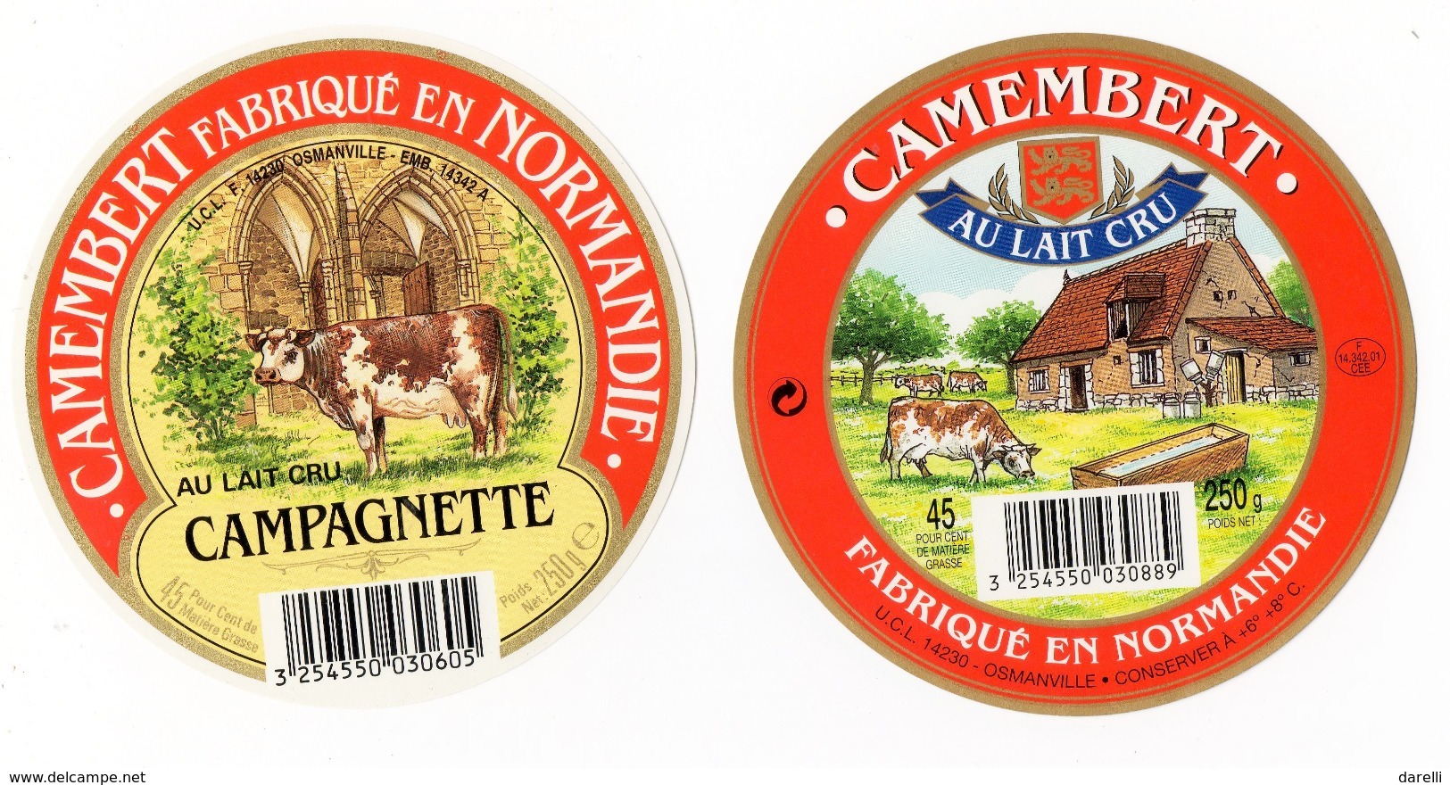 Lot De 10 étiquettes Fromage Du Calvados Camembert Et Pont L’évêque - Thème Vache - état Neuf - Fromage