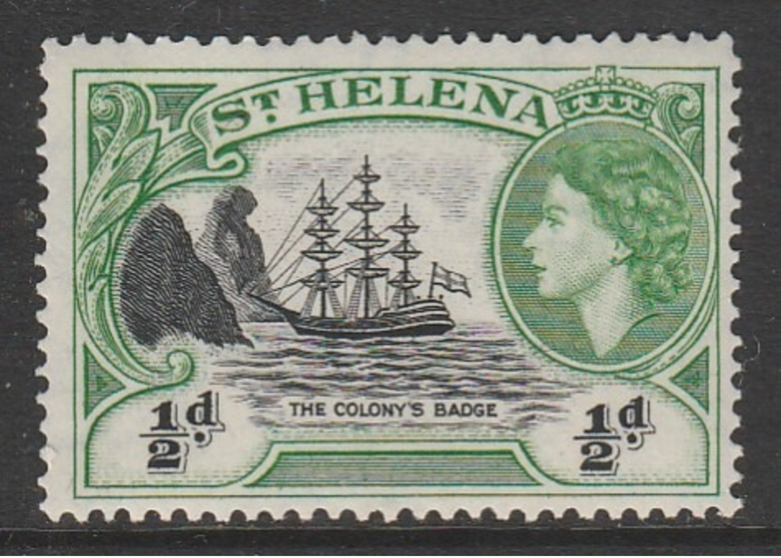 St Helena 1953 Queen Elizabeth II ½ P	Light Green/black SW 131 ** MNH - Saint Helena Island