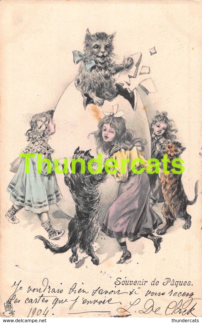 CPA ILLUSTRATEUR RAPHAEL TUCK ARTIST SIGNED LOUIS WAIN ? PAQUES EASTER CHAT CAT - Tuck, Raphael