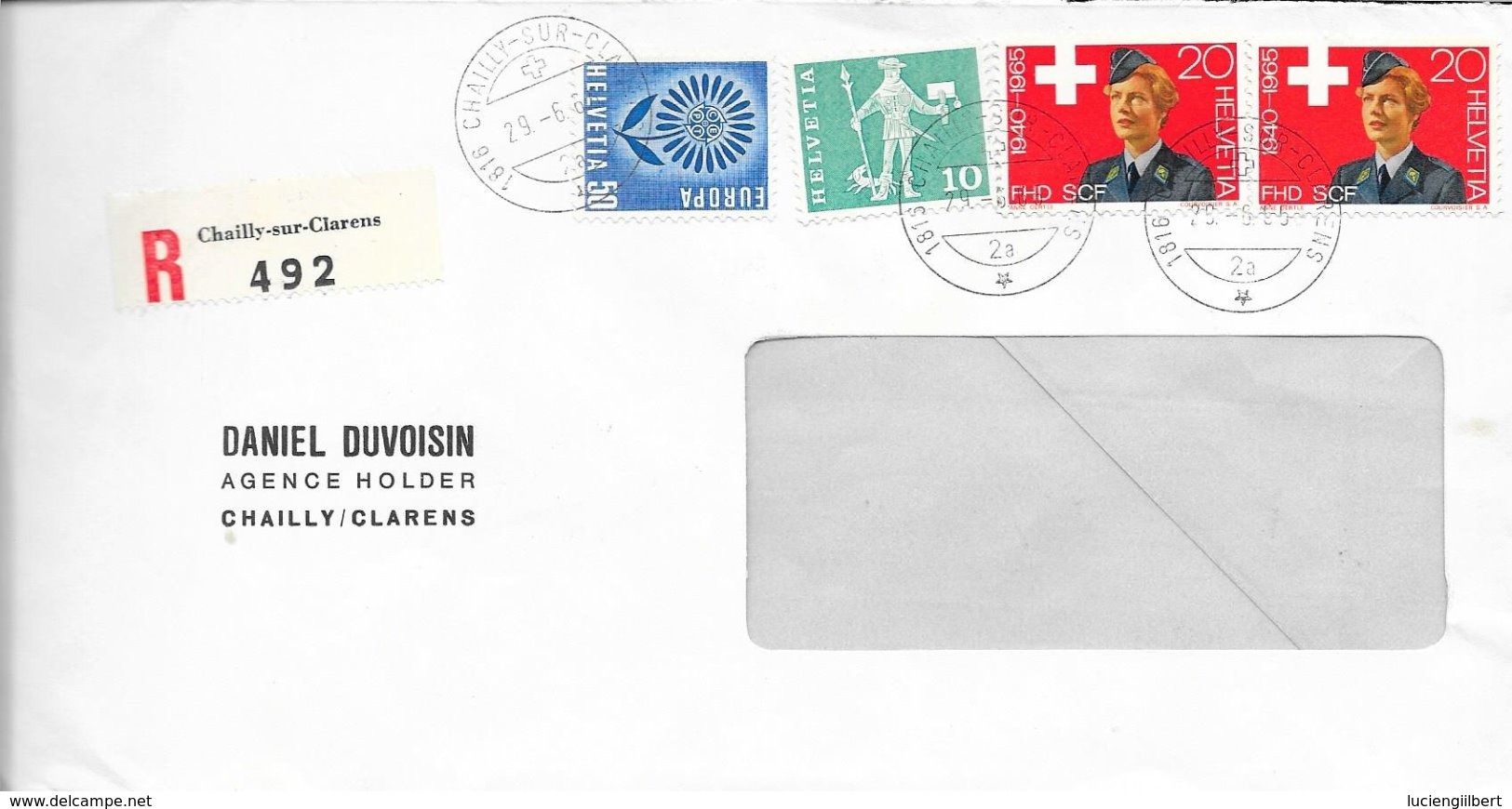 SUISSE   -   CHAILLY SUR CLARES   -  LETTRE RECOMMANDEE    - 1966  -  POUR LA FRANCE - Storia Postale