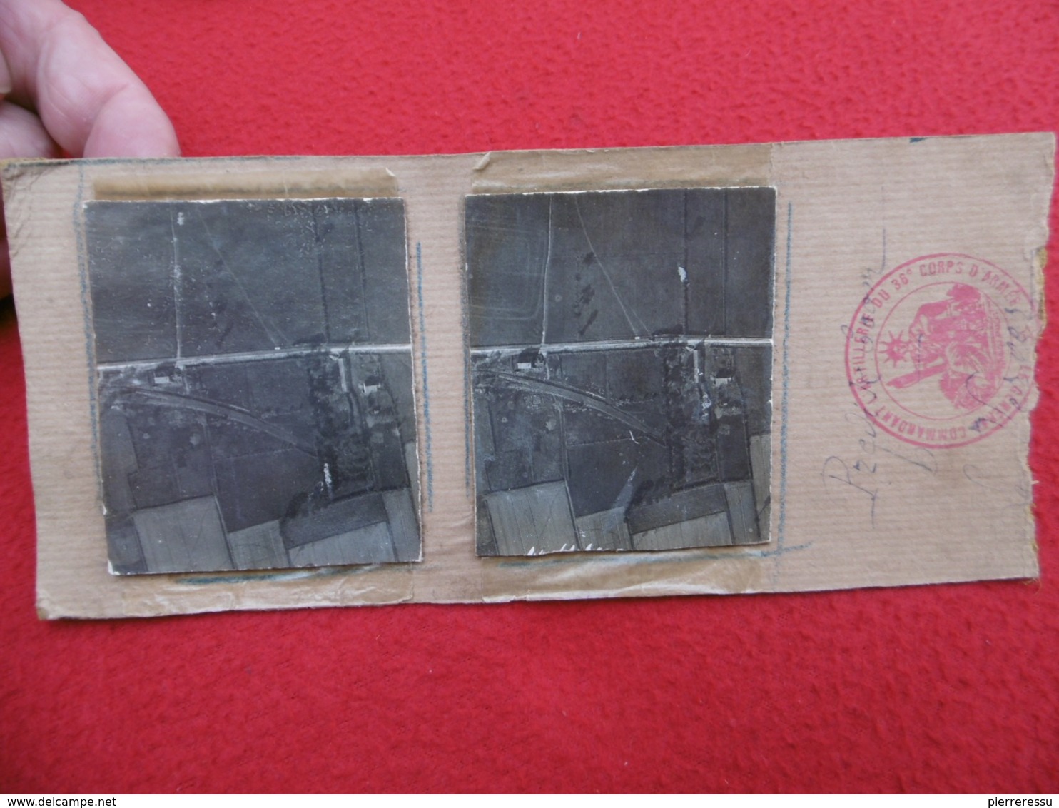 VUE AERIENNE CACHET 36 CORPS D ARMEE PHOTO STEREO - Stereoscopic