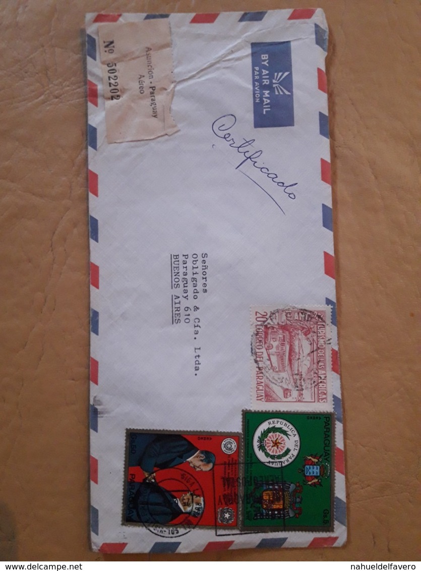 Enveloppe Du Paraguay Distribuée En Argentine Avec De Grands Timbres - Paraguay