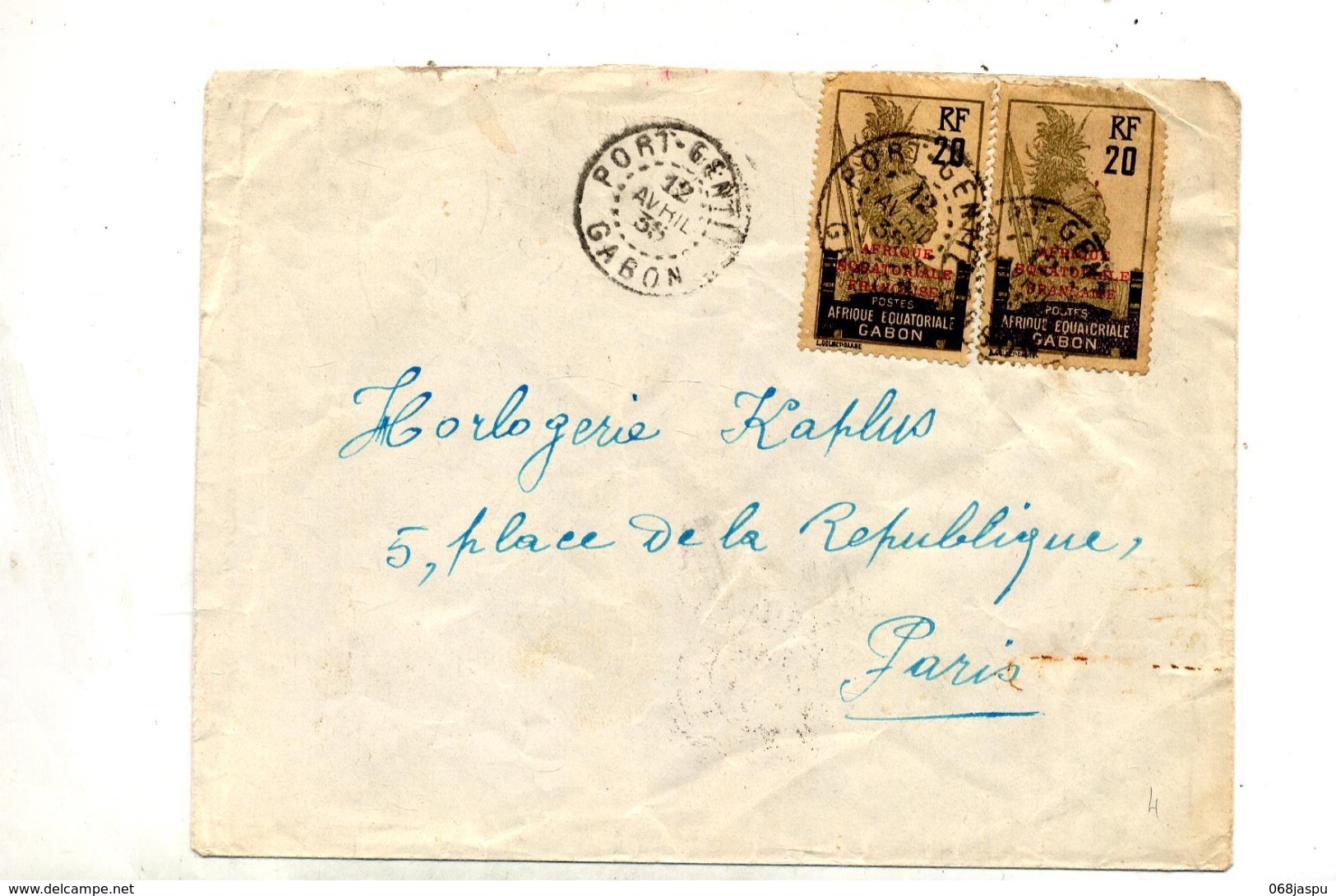 Lettre Cachet Port Gentil Sur Guerrier Surchargé Vignette Tuberculose - Storia Postale