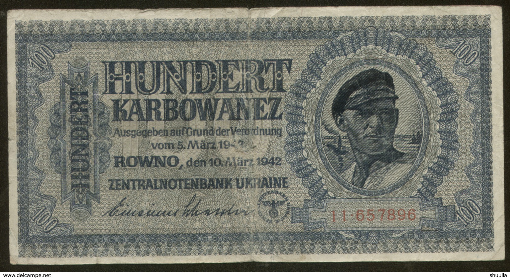 Ukraine 100 Karbovanez 1942 Pick 55 VG+ - Oekraïne