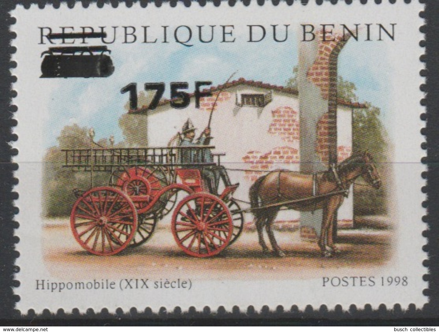 Bénin 2005 Mi. 1384 Hippomobile Pferd Cheval Horse Faune Fauna Pompiers Firefighter Feuerwehr Surchargé Overprint MNH** - Bénin – Dahomey (1960-...)