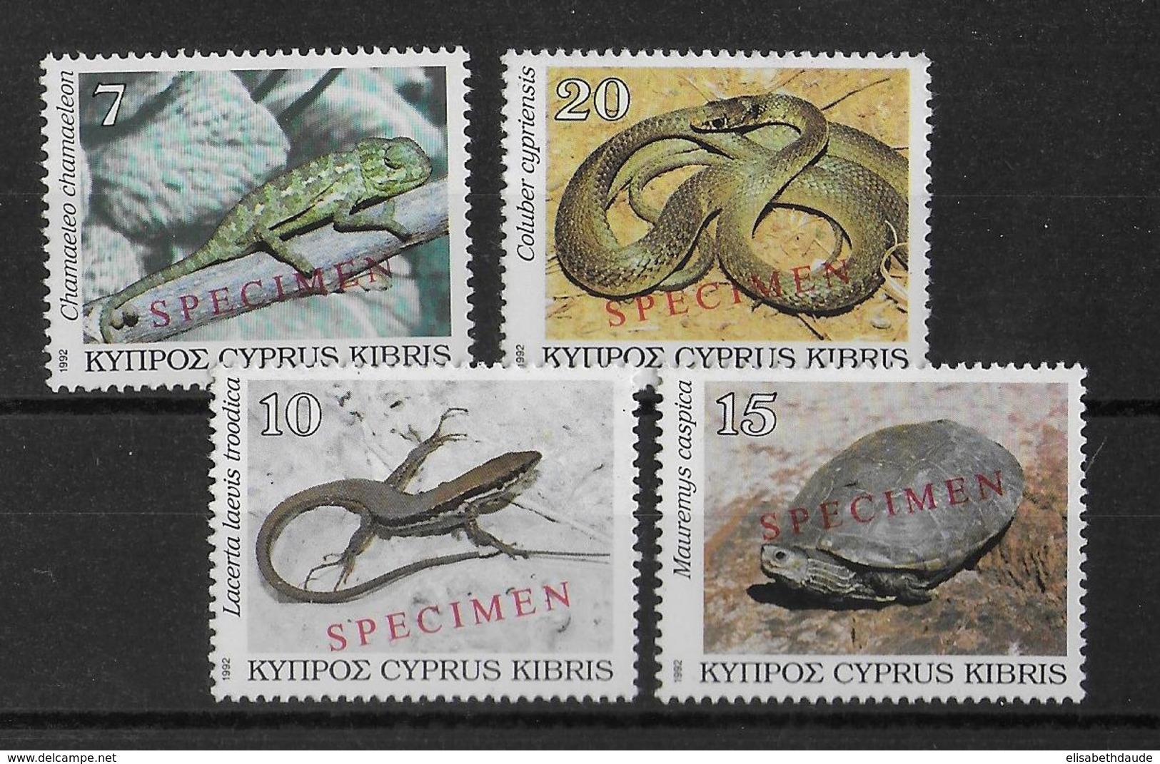 CYPRUS - TORTUE REPTILES ! YVERT  N° 794/797 SURCHARGES SPECIMENS ! ** MNH - Unused Stamps