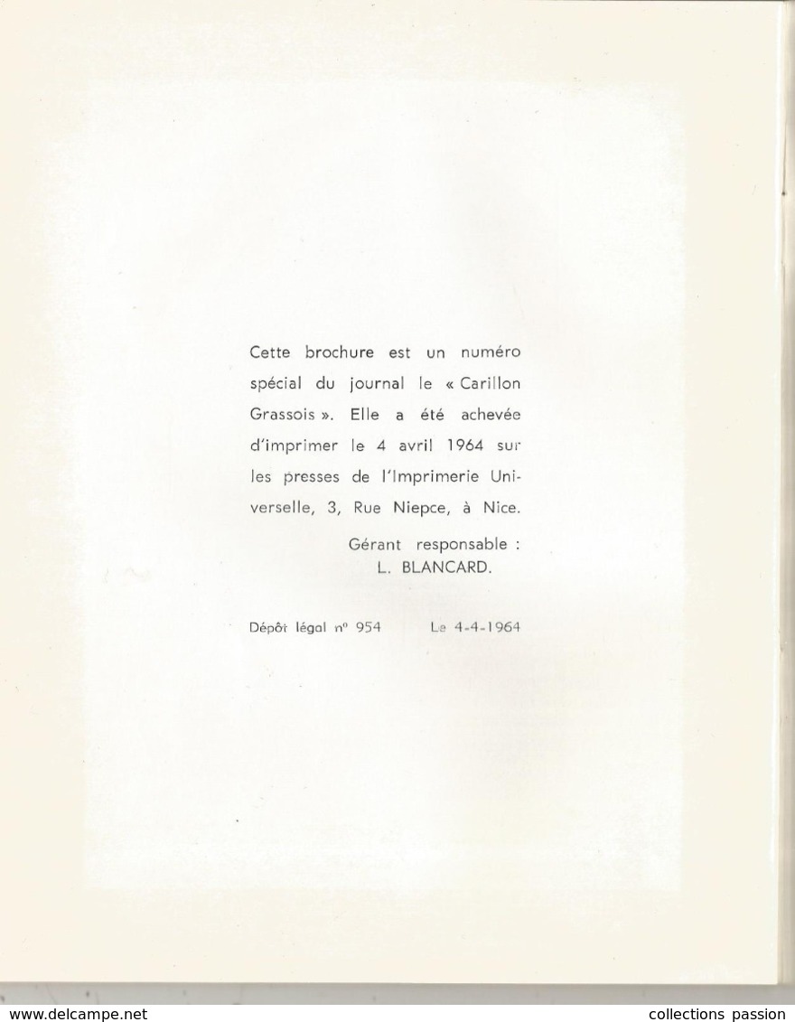 Régionalisme, Côte D'azur , LA CATHEDRALE DE GRASSE ,1964 , 36  Pages, 4 Scans ,frais Fr 3.15 E - Provence - Alpes-du-Sud