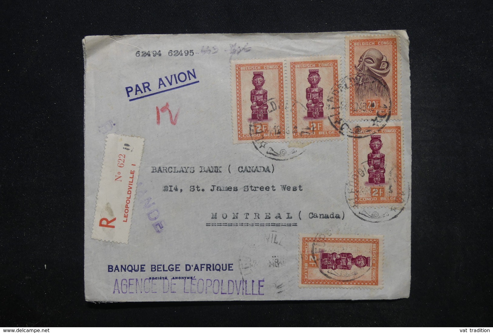 CONGO BELGE - Enveloppe Commerciale En Recommandé De Léopoldville Pour La Belgique En 1948 Par Avion - L 45398 - Covers & Documents