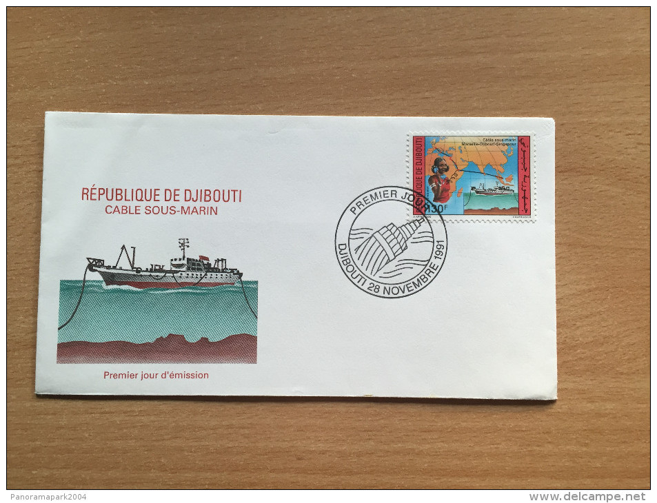 Djibouti Dschibuti 1991 FDC Câble Sous-marin Marseille Djibouti Singapour Mi. 557 - Djibouti (1977-...)