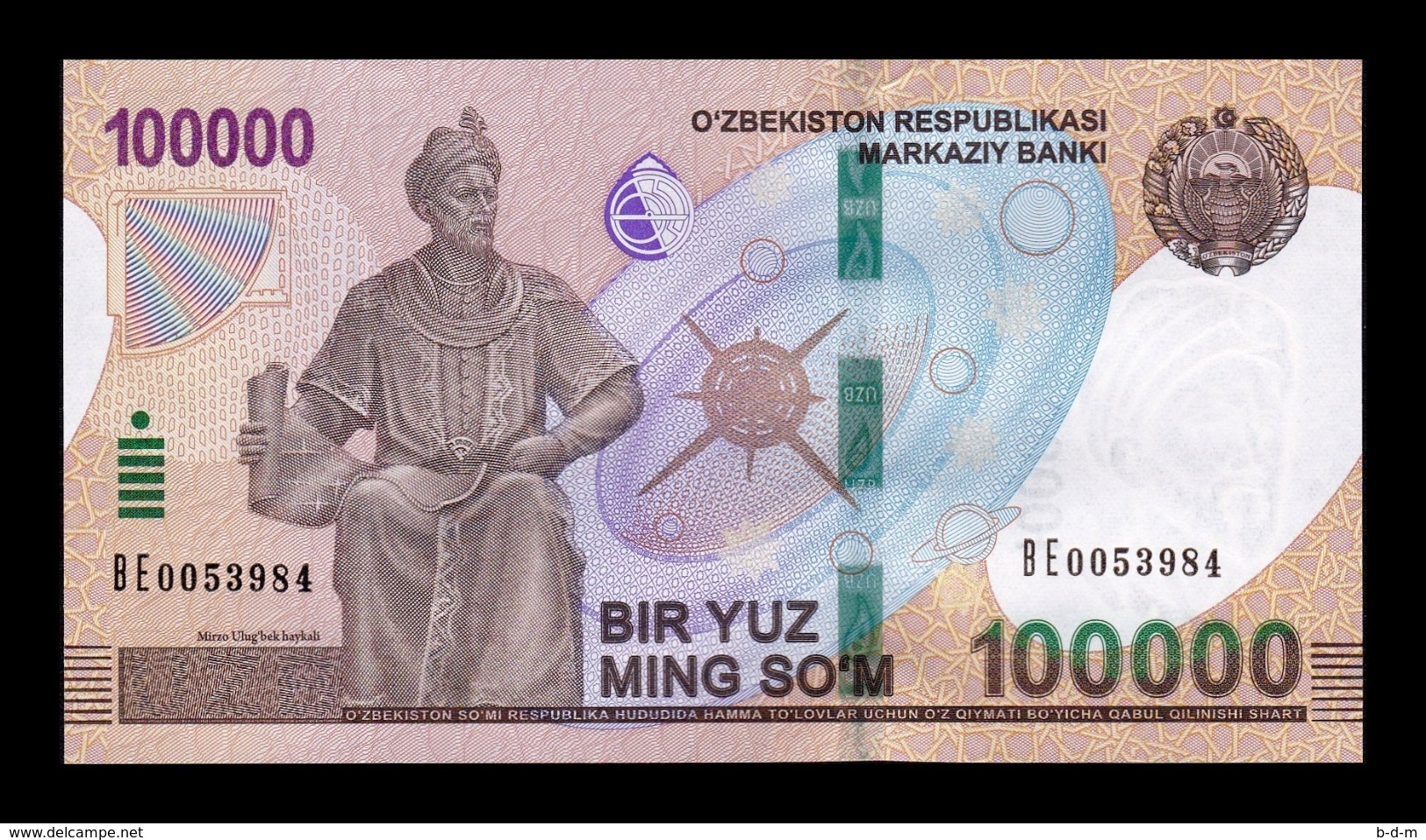 Uzbekistan 100000 Sum 2019 Pick New SC UNC - Uzbekistán