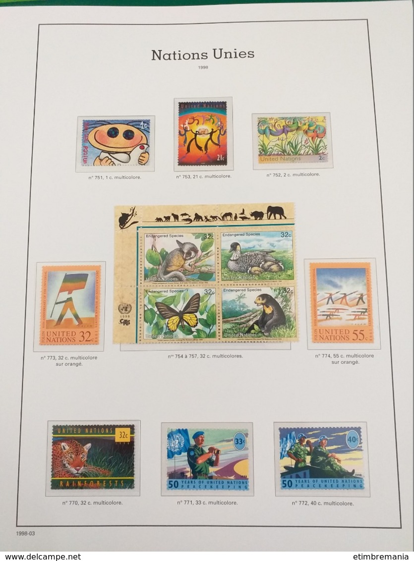 LOT N° 1045 NATIONS UNIS  neufs ** sans charniere sur page d'albums la derniere photos neufs * charn.