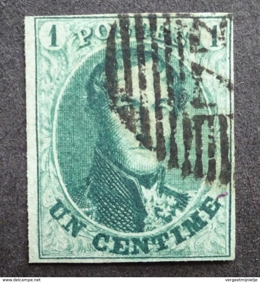 BELGIE  1861    Nr. 9 B     3 Mooie Randen / Vol Kader  Balkenstempel 873   Raar !!      Gestempeld    CW 140,00 - 1858-1862 Medaillen (9/12)