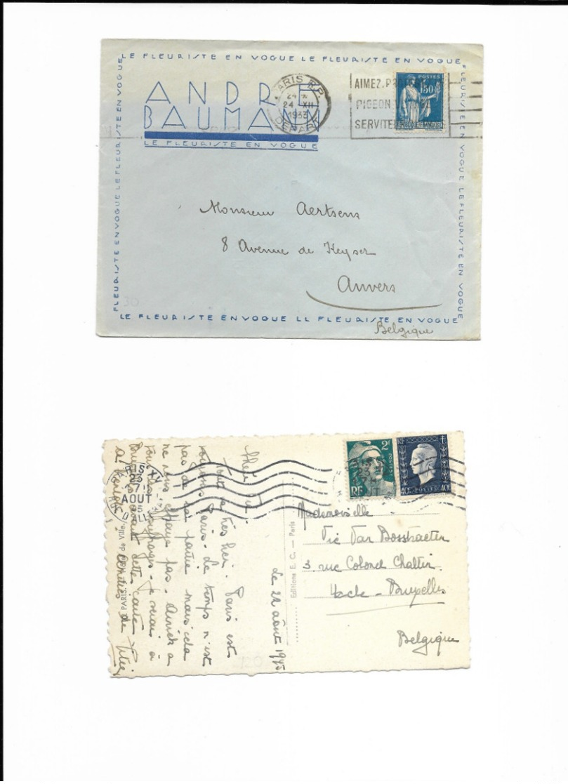 GANDON + DULAC Sur Carte Postale D'Août 1945 - 1921-1960: Periodo Moderno