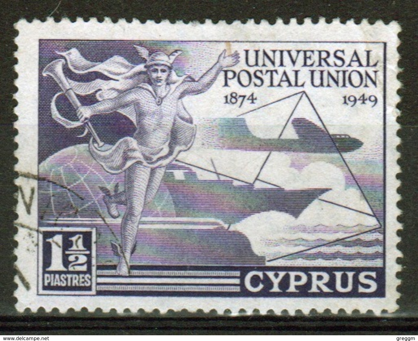 Cyprus Single 1949 One And A Half Piastre Stamp From 75th Anniversary Of UPU Set. - Cyprus (...-1960)