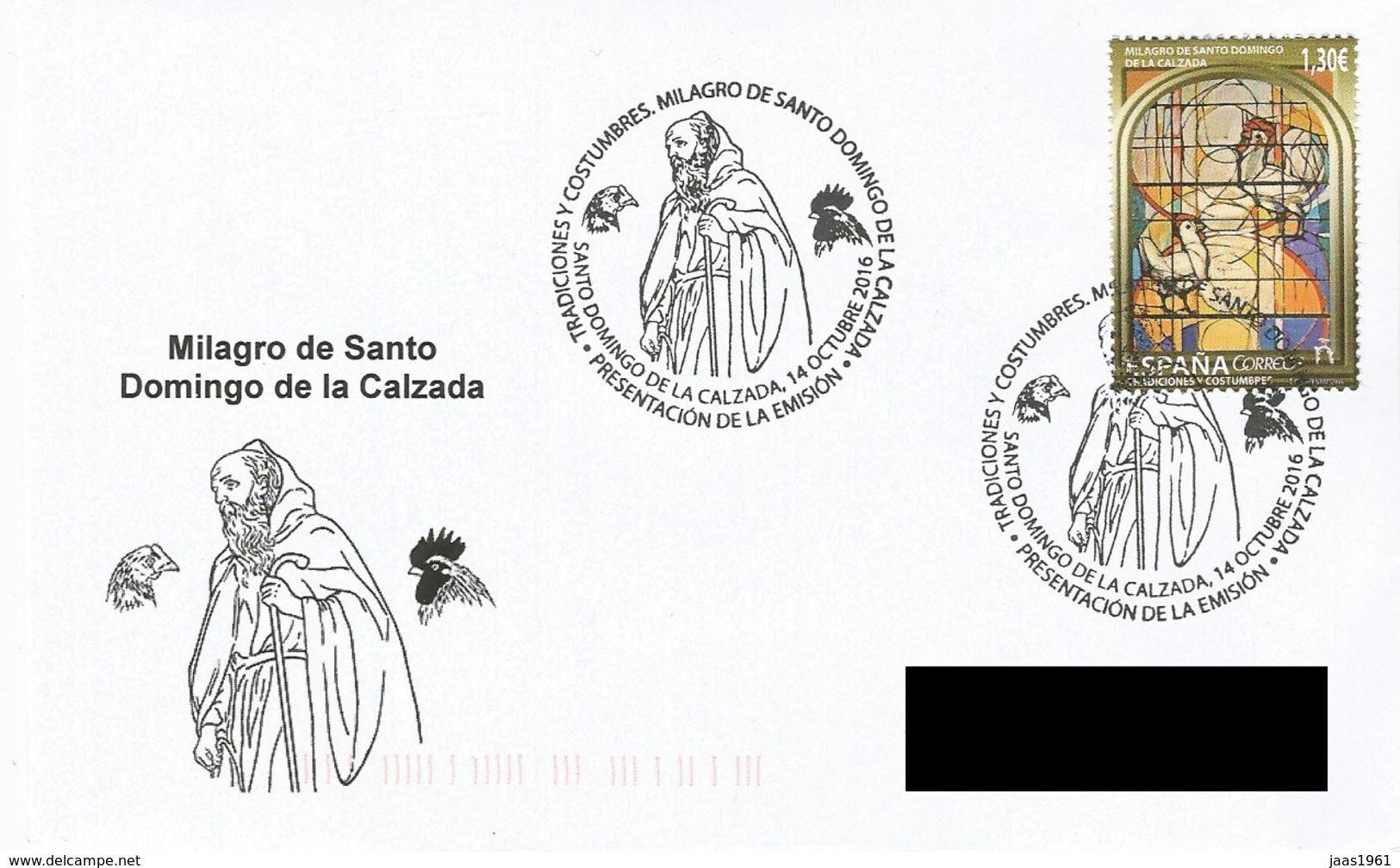 SPAIN. POSTMARK SANTO DOMINGO DE LA CALZADA. 2016 - Altri & Non Classificati