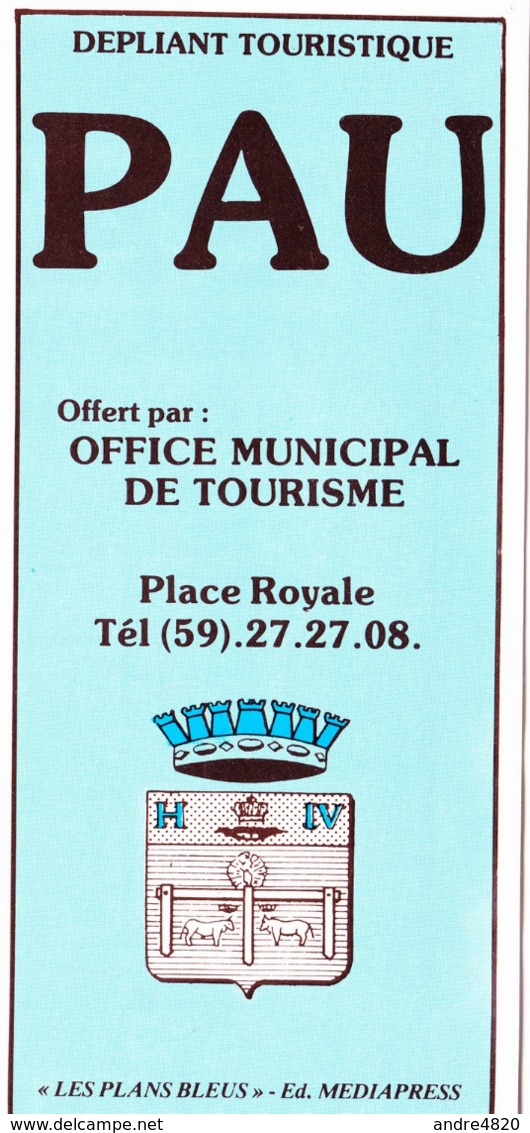 Trois Documents Sur Pau : Plan De La Ville (début Années 1980) - 6e Festival 1982 - Une Ville Dans Un Jardin - Dépliants Touristiques